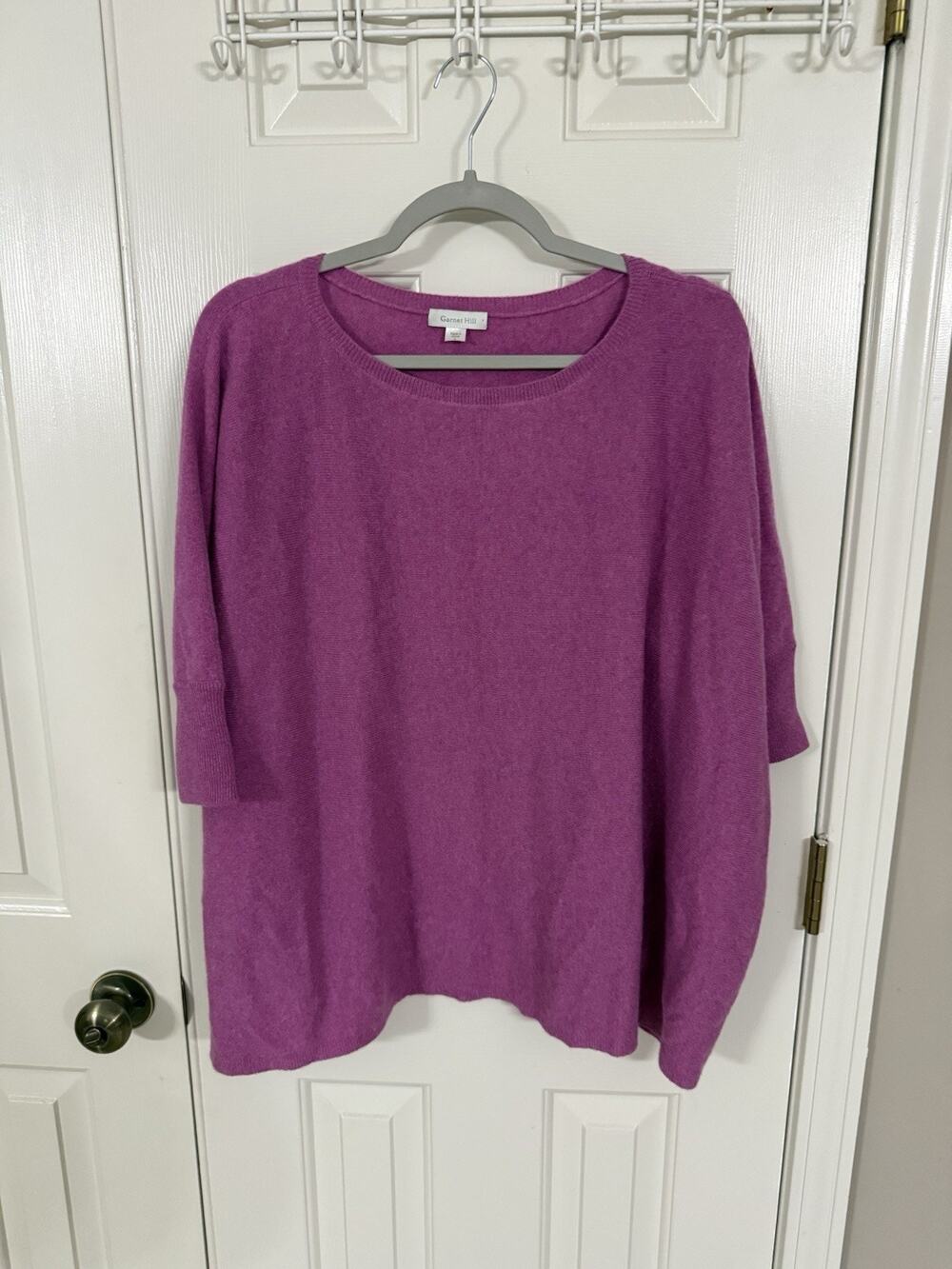 Garnet Hill Cashmere Fuchsia Oversized Dolman Sleeve Sweater L Crewneck